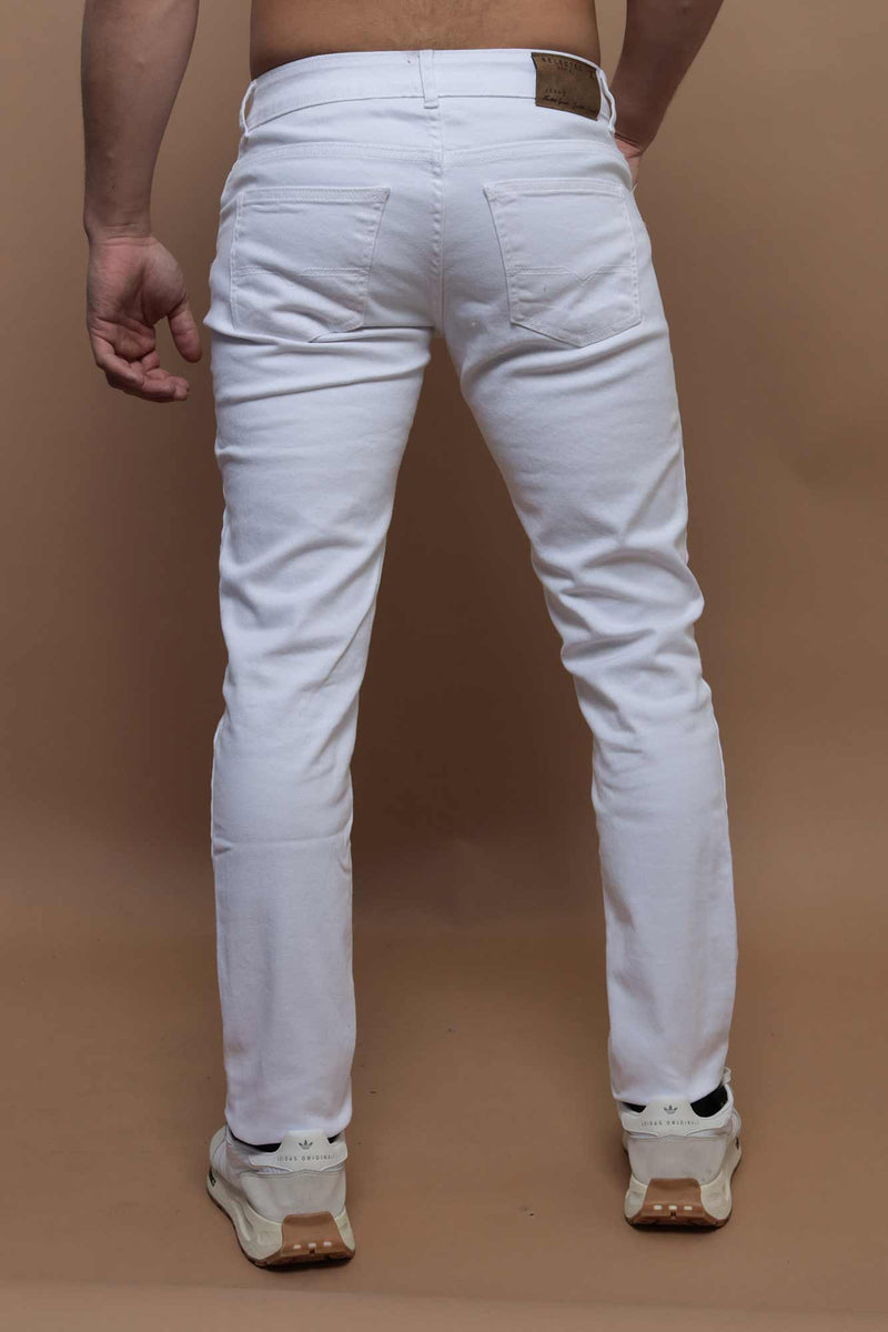 Pantalón slim fit blanco para hombre – Goga & Co